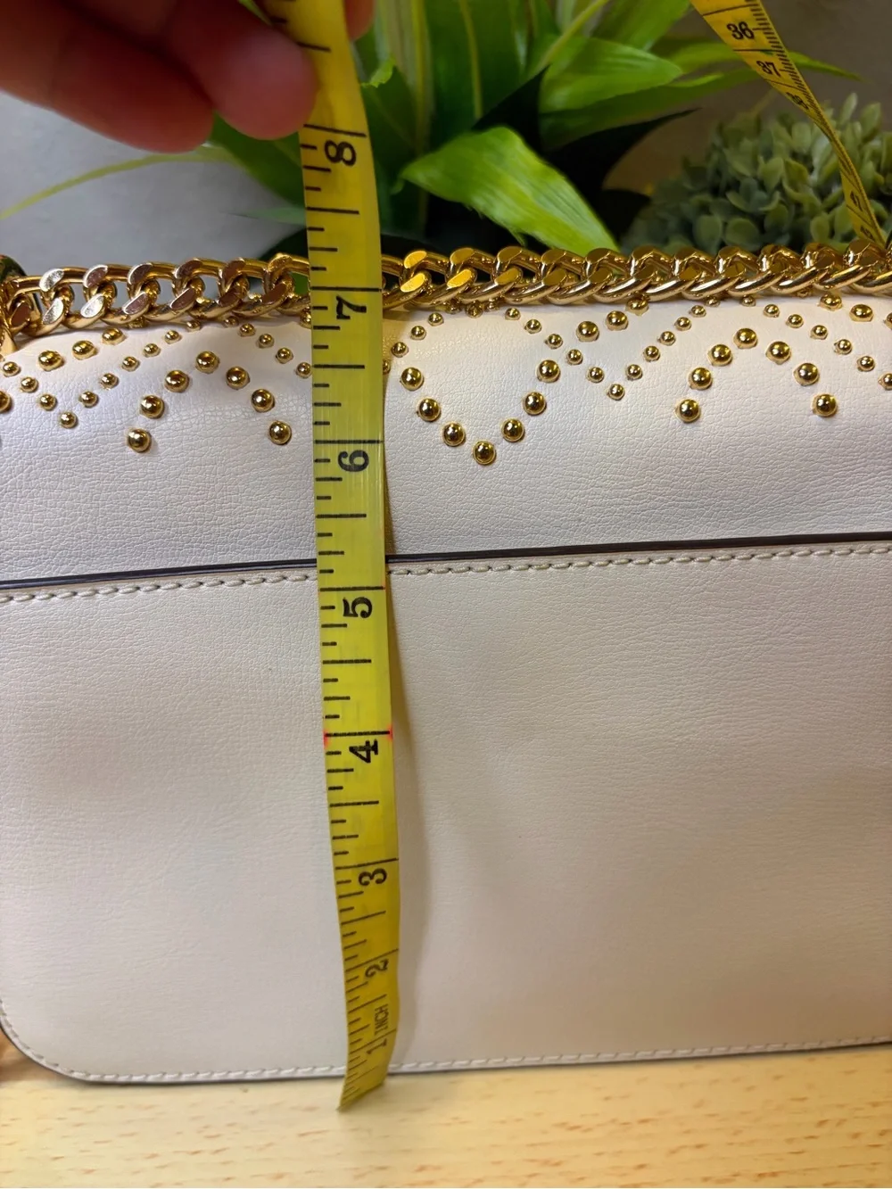 Michael Kors White Istanbul Mott Large Chain Crossbody